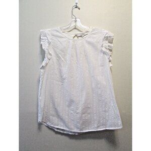 LOFT Striped Ruffles Open Back Top Medium Size